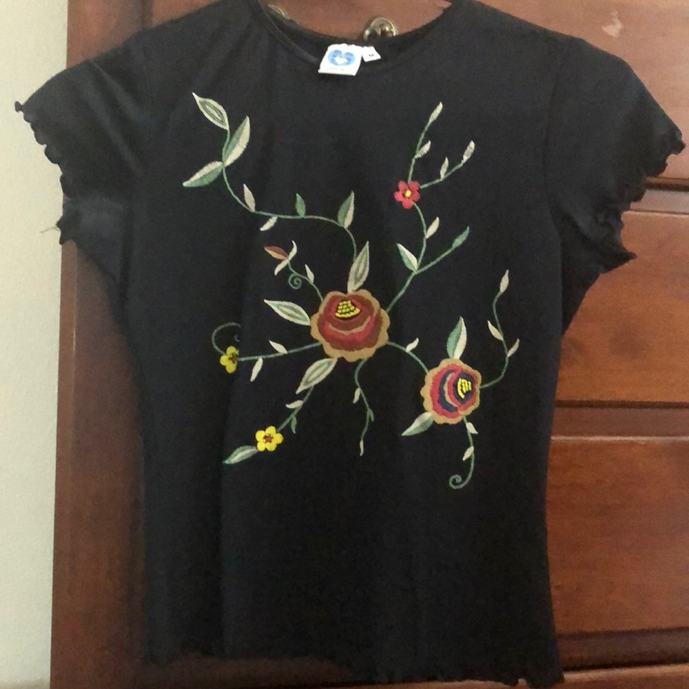 Flowered blouse.